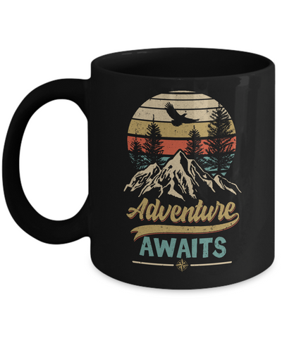 Vintage Adventure Awaits Camping Camper Outdoor Travel Mug Coffee Mug | Teecentury.com