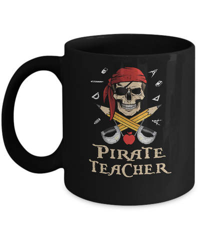 Funny Pirate Teacher Halloween Skull Adult Gift Mug Coffee Mug | Teecentury.com
