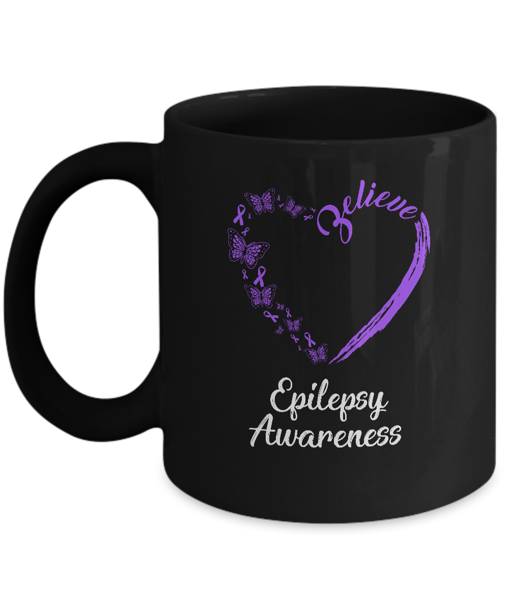 Believe Purple Ribbon Butterfly Coffee Mug - Epilepsy Store - Epilepsy  Awareness Products
