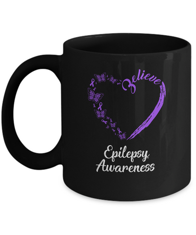 Butterfly Believe Epilepsy Awareness Ribbon Gifts Mug Coffee Mug | Teecentury.com