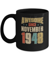 Vintage Retro Awesome Since November 1948 74th Birthday Mug Coffee Mug | Teecentury.com