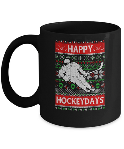 Happy Hockeydays Ice Hockey Christmas Ugly Xmas Pajamas Mug Coffee Mug | Teecentury.com