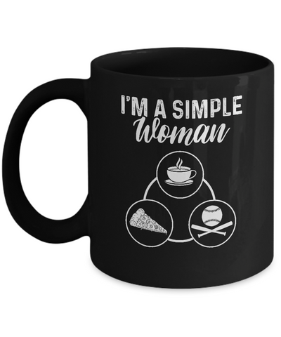 I'm A Simple Woman Coffee Pizza Baseball Mug Coffee Mug | Teecentury.com