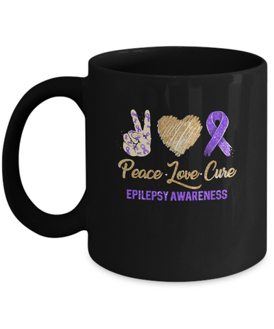 Peace Love Cure Epilepsy Awareness Mug Coffee Mug | Teecentury.com