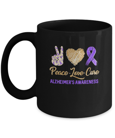 Peace Love Cure Alzheimer's Awareness Mug Coffee Mug | Teecentury.com