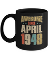 Vintage Retro Awesome Since April 1948 74th Birthday Mug Coffee Mug | Teecentury.com