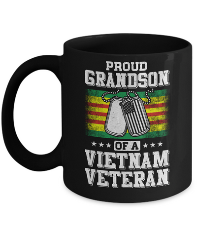 Proud Grandson Of A Veteran Papa Grandpa Grandma Mug Coffee Mug | Teecentury.com