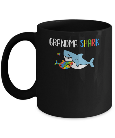 Grandma Shark Support Autism Awareness For Grandchild Mug Coffee Mug | Teecentury.com