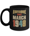 Vintage Retro Awesome Since March 1948 74th Birthday Mug Coffee Mug | Teecentury.com