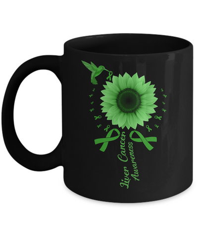 Hummingbird Sunflower Green Liver Cancer Awareness Mug Coffee Mug | Teecentury.com