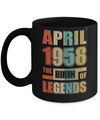 Vintage Retro April 1958 Birth Of Legends 64th Birthday Mug Coffee Mug | Teecentury.com