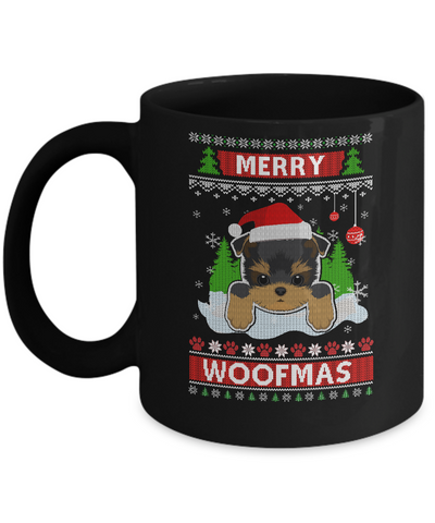 Yorkie Merry Woofmas Ugly Christmas Sweater Mug Coffee Mug | Teecentury.com
