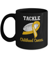 Football Survivor Tackle Yellow Childhood Cancer Awareness Mug Coffee Mug | Teecentury.com