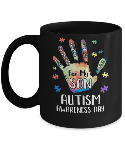 Support Autism Awareness For My Son Puzzle Gift Mug Coffee Mug | Teecentury.com