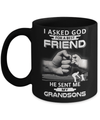 I Asked God For A Best Friend He Sent Me My Grandsons Mug Coffee Mug | Teecentury.com