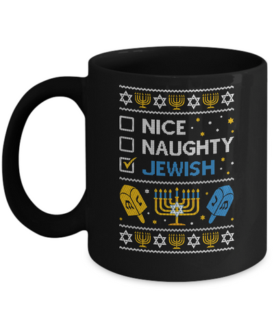 Nice Naughty Jewish Funny Hanukkah Christmas Gifts Mug Coffee Mug | Teecentury.com