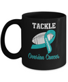 Football Survivor Tackle Teal Ovarian Cancer Awareness Mug Coffee Mug | Teecentury.com