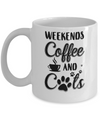Weekends Coffee And Cats Lover Gifts Mug Coffee Mug | Teecentury.com