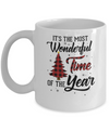 The Most Wonderful Time Of The Year Christmas Buffalo Plaid Mug Coffee Mug | Teecentury.com