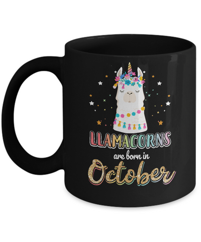 Llama Unicorn Llamacorns Born In October Birthday Gift Mug Coffee Mug | Teecentury.com
