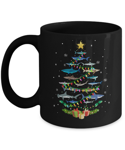 Shark Christmas Tree Shark Lovers Gifts Men Women Kids Mug Coffee Mug | Teecentury.com
