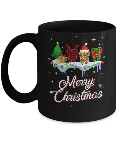 Merry Christmas Dental Assistant Tooth Red Plaid Xmas Gift Mug Coffee Mug | Teecentury.com