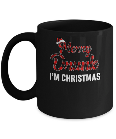 Red Plaid Xmas Drinking Wine Merry Drunk I'm Christmas Mug Coffee Mug | Teecentury.com