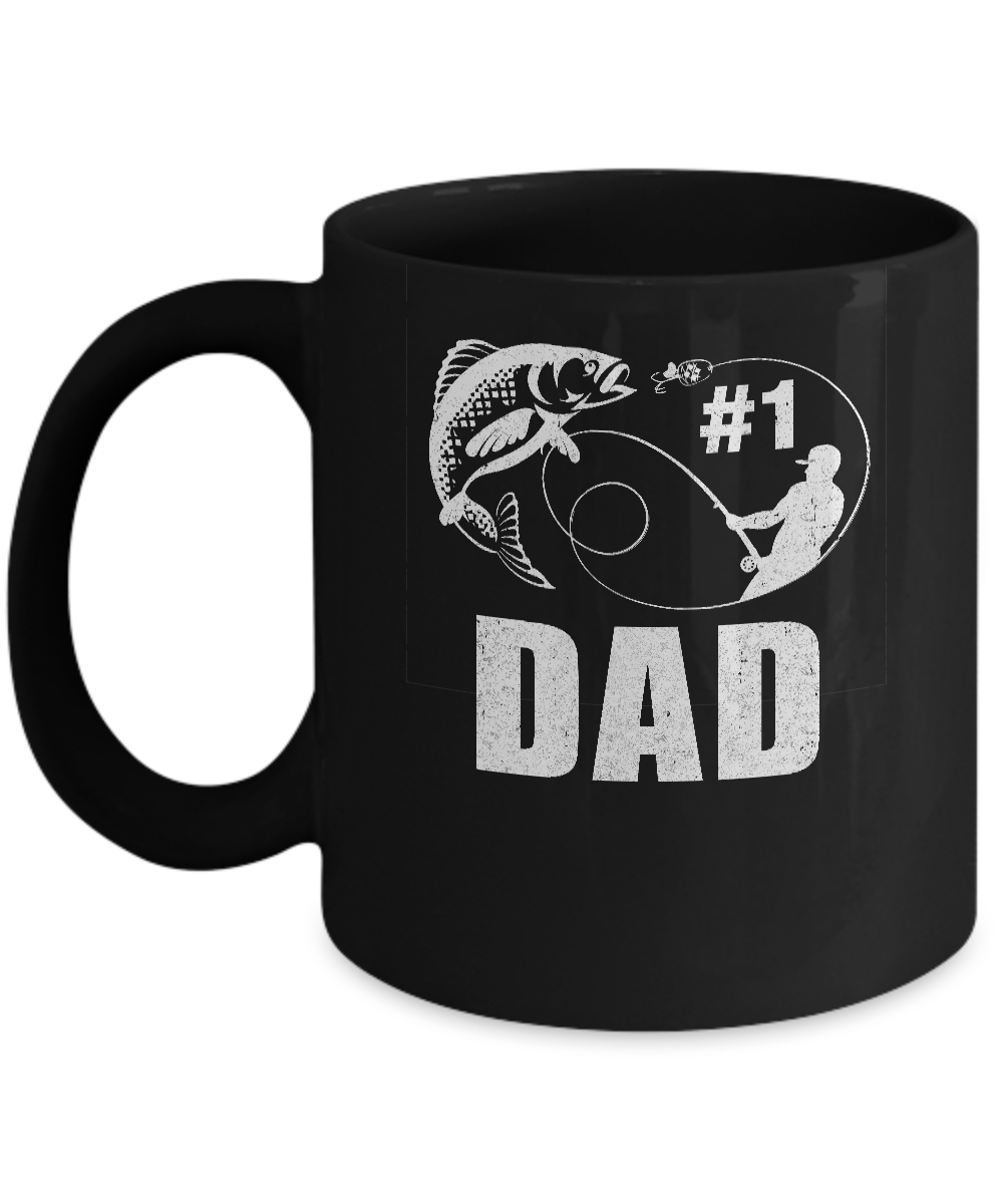 ThisWear Dad Birthday Gifts Fishing Reel Great Dad Bass Fishing Gifts for  Men Coffee Mug Black 