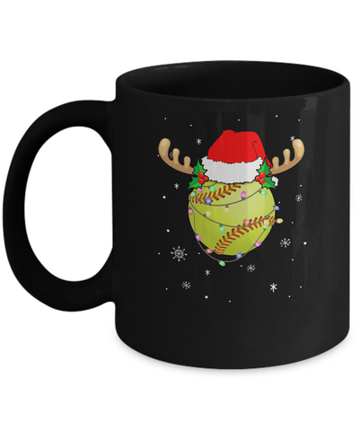 Santa Hat Softball Reindeer Christmas Gifts Mug Coffee Mug | Teecentury.com