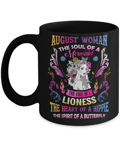August Woman The Soul Of A Mermaid Birthday Mug Coffee Mug | Teecentury.com