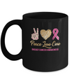 Peace Love Cure Breast Cancer Awareness Mug Coffee Mug | Teecentury.com