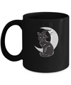 Vintage Scary Halloween Black Cat Costume Witch Hat Moon Mug Coffee Mug | Teecentury.com