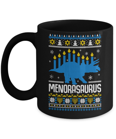 Funny Ugly Hanukkah Dinosaur Menorasaurus Sweater Mug Coffee Mug | Teecentury.com
