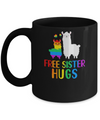 Free Sister Hugs Llama Rainbow Heart LGBT Pride Month Mug Coffee Mug | Teecentury.com
