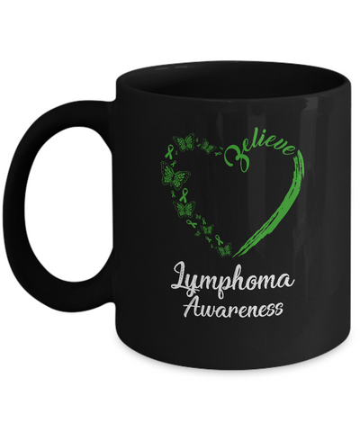 Butterfly Believe Lymphoma Awareness Ribbon Gifts Mug Coffee Mug | Teecentury.com