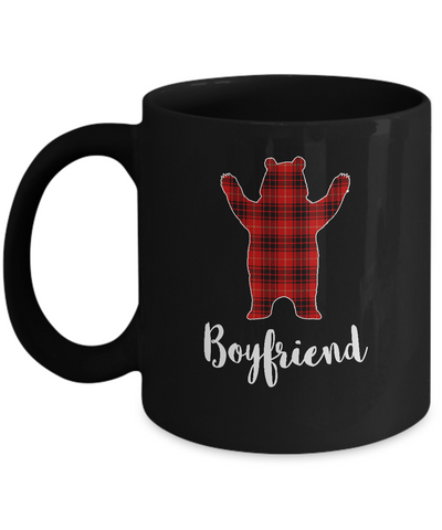Red Boyfriend Bear Buffalo Plaid Family Christmas Pajamas Mug Coffee Mug | Teecentury.com