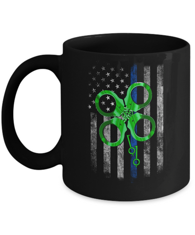 Thin Blue Line Police St Patrick's Day Clover Mug Coffee Mug | Teecentury.com