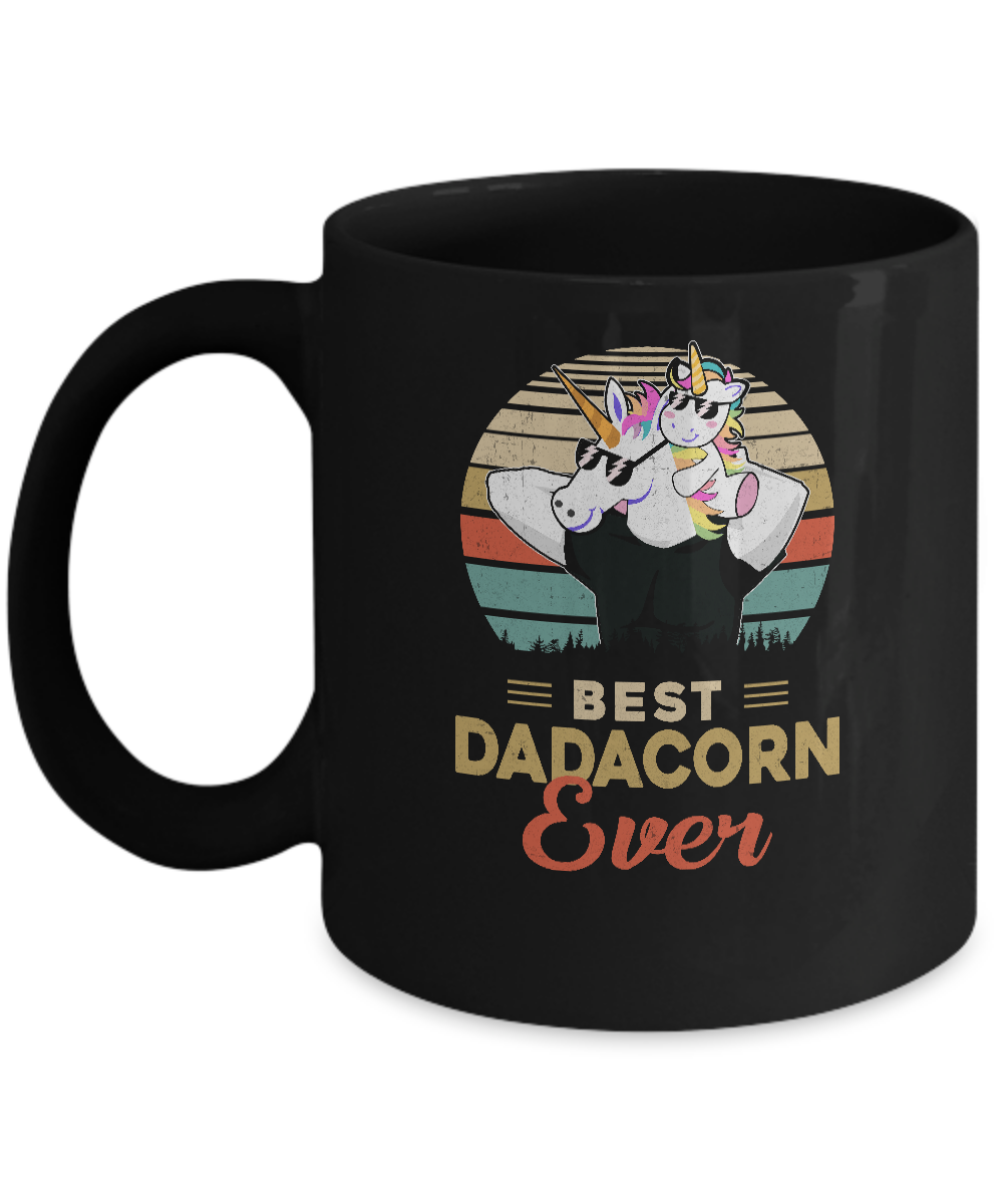 Vintage Best Dadacorn Ever Dad And Baby Unicorn Father's Day Mug Coffee Mug | Teecentury.com