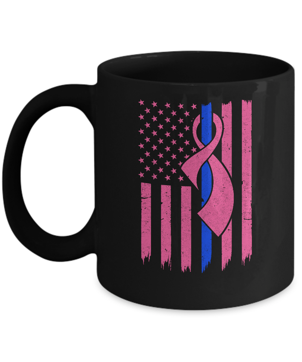 Breast Cancer Fight Pink Ribbon Thin Blue Line Police Back T-Shirts,  Hoodies, Sweatshirts & PNG