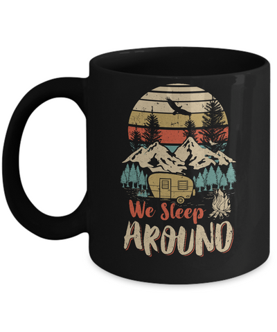 Vintage We Sleep Around Funny Husband Wife Camping Mug Coffee Mug | Teecentury.com