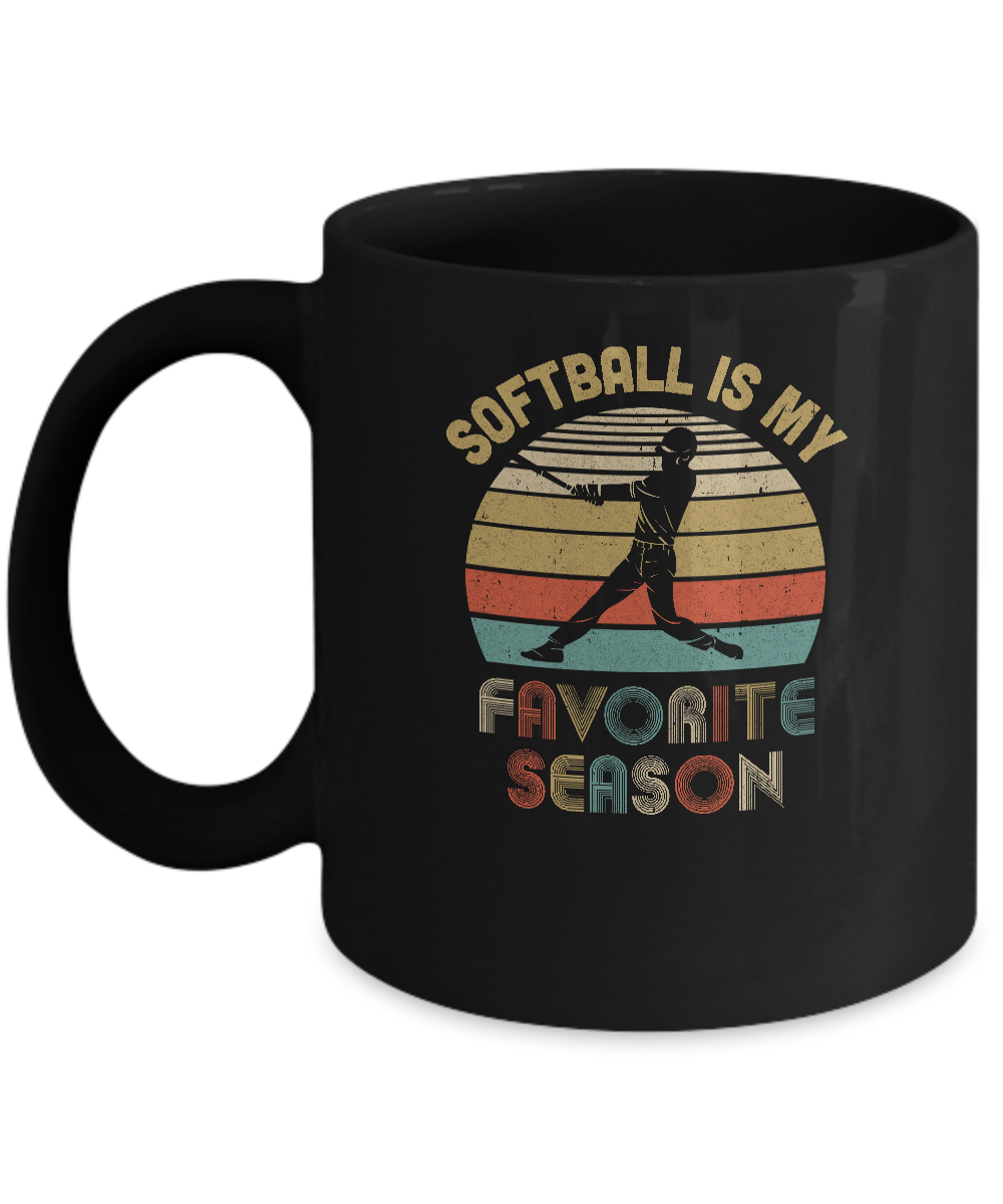 Softball Is My Favorite Season Vintage Mug Coffee Mug | Teecentury.com