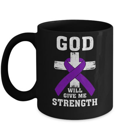 God Will Give Me Strength Purple Violet Awareness Ribbon Gift Mug Coffee Mug | Teecentury.com