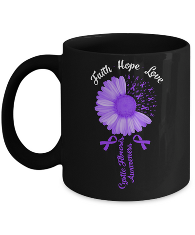 Faith Hope Love Purple Ribbon Cystic Fibrosis Awareness Mug Coffee Mug | Teecentury.com