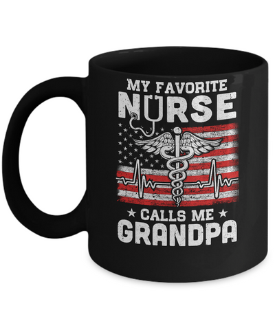 My Favorite Nurse Calls Me Grandpa USA Flag Father's Day Mug Coffee Mug | Teecentury.com