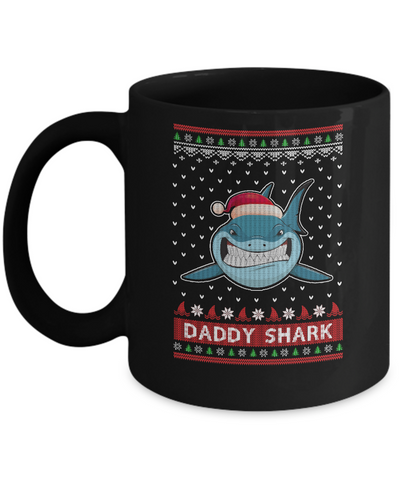 Santa Hat Daddy Shark Ugly Christmas Sweater Mug Coffee Mug | Teecentury.com