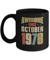 Vintage Retro Awesome Since October 1978 44th Birthday Mug Coffee Mug | Teecentury.com