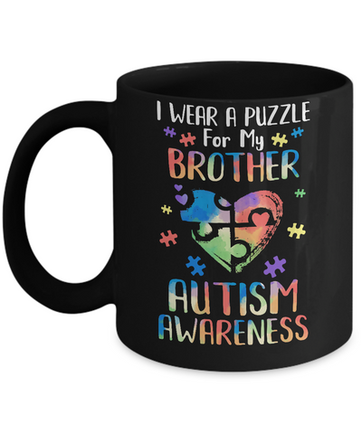 I Wear A Puzzle For My Brother Autism Awareness Mug Coffee Mug | Teecentury.com