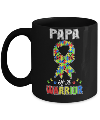 Papa Of A Warrior Support Autism Awareness Gift Mug Coffee Mug | Teecentury.com