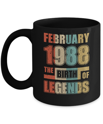 Vintage Retro February 1988 Birth Of Legends 34th Birthday Mug Coffee Mug | Teecentury.com