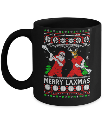 Lacrosse Santa Reindeer Merry Laxmas Ugly Christmas Sweater Mug Coffee Mug | Teecentury.com